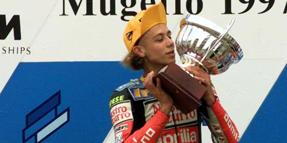 Valentino Rossi saat memenangi GP125 Mugello, Italia, pada 1997 bersama Aprilia. (APRILIA/CRASH)